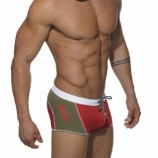 ES -1415 MAILLOT DE BAIN WHITE HEAVEN KAKI/ROUGE