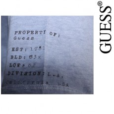 GUESS - T SHIRT COL V EFFET DEVALE BLEU