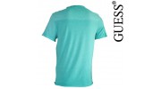 GUESS - T SHIRT COL V EFFET DEVALE VERT