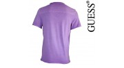 GUESS - T SHIRT COL V EFFET DEVALE MAUVE