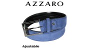 AZZARO - CEINTURE EN REFENTE DE CUIR DE VACHETTE BOUCLE ARDILLON - BLEUTE