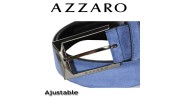 AZZARO - CEINTURE EN REFENTE DE CUIR DE VACHETTE BOUCLE ARDILLON - BLEUTE