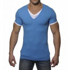 ADDICTED - AD121 T-SHIRT DOUBLE EFFET BLEU SURF