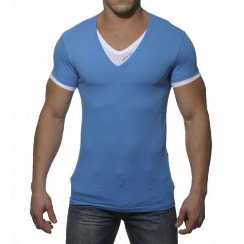 ADDICTED - AD121 T-SHIRT DOUBLE EFFET BLEU SURF ADDICTED - AD121 T-SHIRT DOUBLE EFFET BLEU SURF
