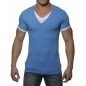 ADDICTED - AD121 T-SHIRT DOUBLE EFFET BLEU SURF ADDICTED - AD121 T-SHIRT DOUBLE EFFET BLEU SURF