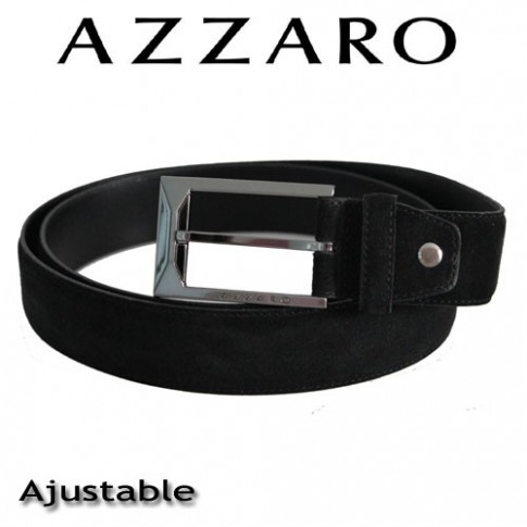 AZZARO - CEINTURE REVERSIBLE EN CUIR DE VACHETTE BOUCLE ARDILLON - NOIR