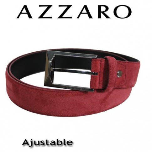 AZZARO - CEINTURE EN REFENTE DE CUIR DE VACHETTE BOUCLE ARDILLON - ROUGE