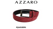 AZZARO - CEINTURE EN REFENTE DE CUIR DE VACHETTE BOUCLE ARDILLON - ROUGE