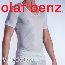 OLAF BENZ - V NECK LOW RED1418 T-SHIRT HOMME BLANC