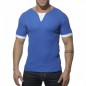 ADDICTED - AD232 T-SHIRT RIBBED BLEU ROYAL