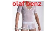 OLAF BENZ - T SHIRT  V NECK X LOW - RED1380 - BLANC