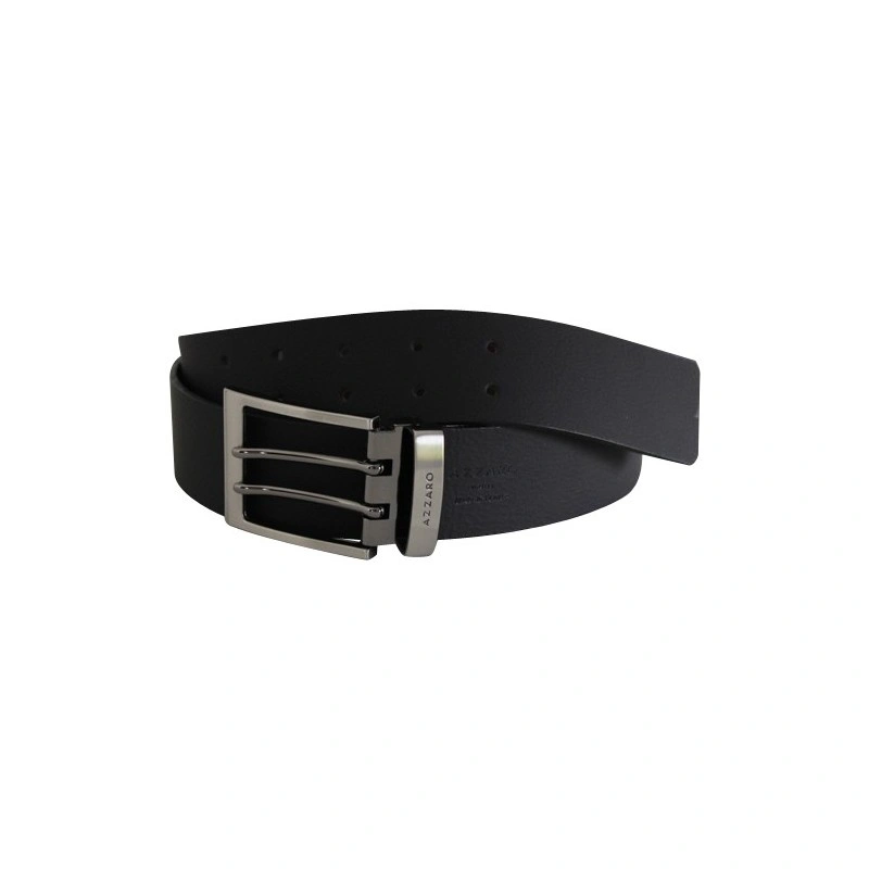 AZZARO - CEINTURE EN REFENTE DE CUIR DE VACHETTE BOUCLE ARDILLON DOUBLE