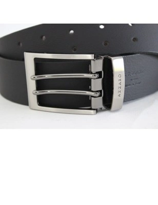 AZZARO - CEINTURE EN REFENTE DE CUIR DE VACHETTE BOUCLE ARDILLON DOUBLE