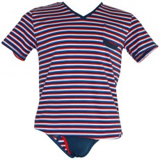 T-SHIRT COTON RAYE VERT  COL EN V