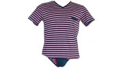 T-SHIRT COTON RAYE VERT  COL EN V