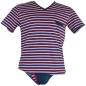 T-SHIRT COTON RAYE BLEU BLANC ROUGE  COL EN V - DIESEL