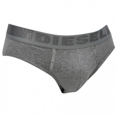 DIESEL - SLIP COTON GRIS CEINTURE AVEC PAILLETTES METALLIQUES