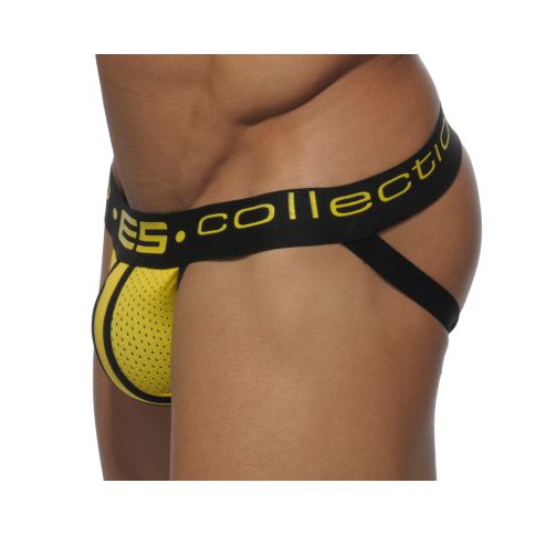 JOCK STRAP UN104 JAUNE ELASTIC CONTRAST MESH ES COLLECTION
