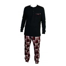 ENSEMBLE D'INTERIEUR WORKYBOY PANTALON CARREAUX ROUGE ET T-SHIRT MANCHES LONGUES NOIR - DIESEL