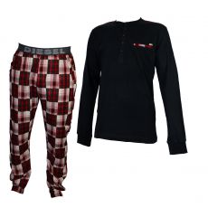 ENSEMBLE D'INTERIEUR WORKYBOY PANTALON CARREAUX ROUGE ET T-SHIRT MANCHES LONGUES NOIR - DIESEL