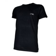 T-SHIRT NOIR COL RONG LOGO ARMANI ARGENTE