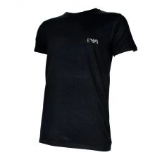 T-SHIRT NOIR COL RONG LOGO ARMANI ARGENTE - EMPORIO ARMANI