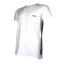 T-SHIRT BLANC COL RONG LOGO ARMANI ARGENTE
