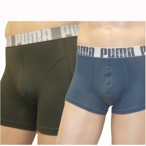 PUMA PACK DE 2 SHORTY HOMME KAKI MARINE