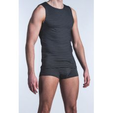 T-SHIRT MICROFIBRE SANS MANCHES A RAYURES NOIR/GRIS RED 1422 TANKTOP - OLAF BENZ