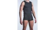 T-SHIRT MICROFIBRE SANS MANCHES A RAYURES NOIR/GRIS RED 1422 TANKTOP - OLAF BENZ