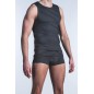 T-SHIRT MICROFIBRE SANS MANCHES A RAYURES NOIR/GRIS RED 1422 TANKTOP - OLAF BENZ