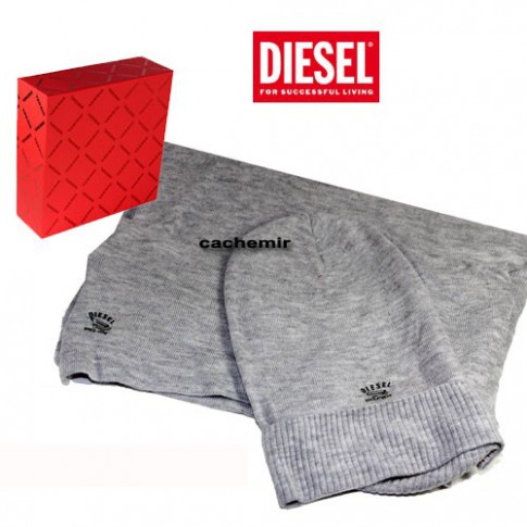 DIESEL – COFFRET CACHEMIR ECHARPE ET BONNET GRIS - CREIS
