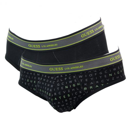 PACK DE 2 SLIPS COTON NOIR ET LOGOTE  - GUESS