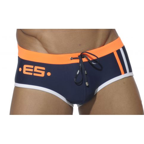 SLIP  DE BAIN 1001 EUROPE SPORT NAVY // ORANGE - ES COLLECTION