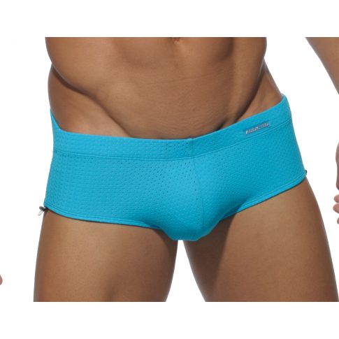 SLIP DE BAIN  TURQUOISE AJUSTABLE SIDE MESH ADS038 - ADDICTED