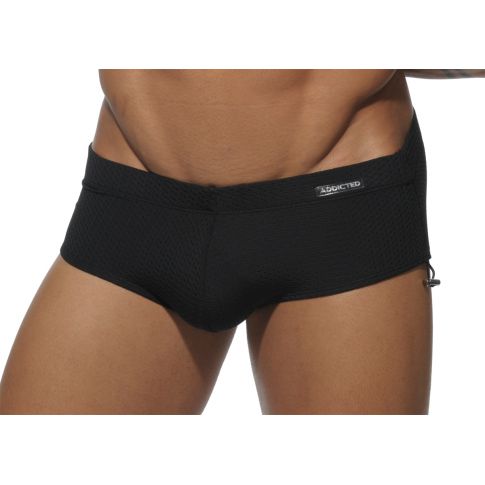 SLIP DE BAIN  NOIR AJUSTABLE SIDE MESH ADS038 - ADDICTED