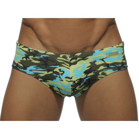 SLIP DE BAIN  MULTICOLOR CAMOUFLAGE TURQUOISE ADS056 - ADDICTED