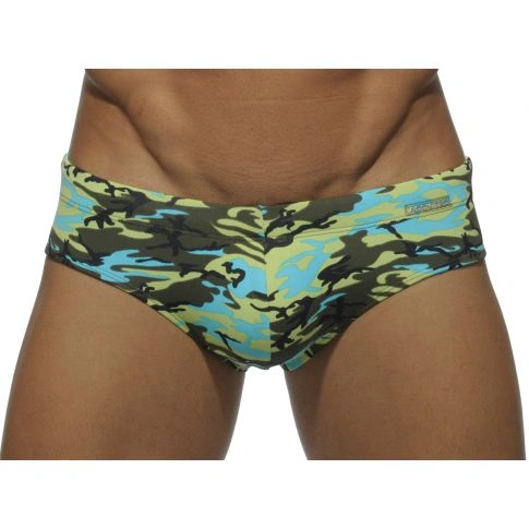 SLIP DE BAIN  MULTICOLOR CAMOUFLAGE TURQUOISE ADS056 - ADDICTED
