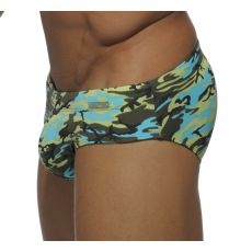 SLIP DE BAIN  MULTICOLOR CAMOUFLAGE TURQUOISE ADS056 - ADDICTED