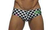 SLIP DE BAIN  DAMIER NOIR  MULTI COLORED CHECKERED ADS050 - ADDICTED