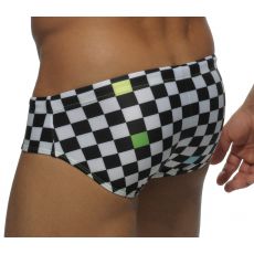 SLIP DE BAIN  DAMIER NOIR  MULTI COLORED CHECKERED ADS050 - ADDICTED