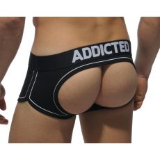 BOXER JOCK NOIR BOTTOMLESS DOUBLE PIPING - AD306  ADDICTED