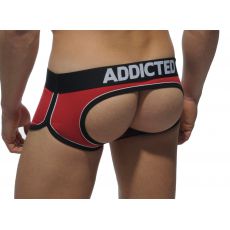 BOXER ROUGE BOTTOMLESS JOCK DOUBLE PIPING - AD306  ADDICTED
