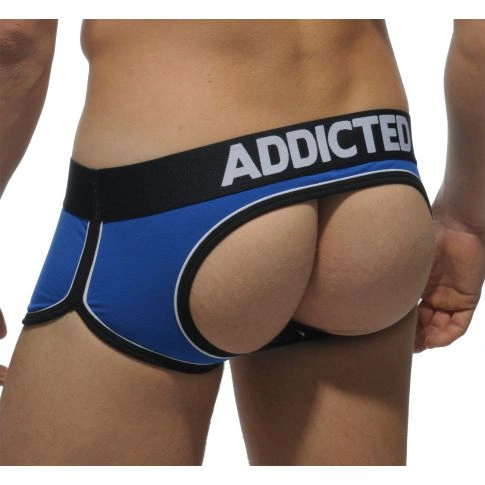 BOXER BLEU ROYAL BOTTOMLESS JOCK DOUBLE PIPING - AD306  ADDICTED