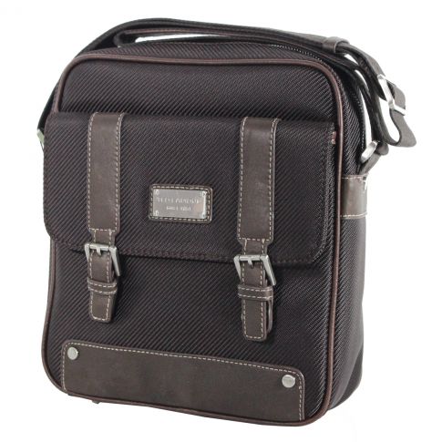 PETITE BESACE ALCAZAR MARRON CORDURA ET CUIR DE VACHETTE - TED LAPIDUS