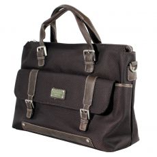 GRANDE BESACE / SAC PORTE ORDINATEUR ALCAZAR MARRON CORDURA ET CUIR S4004 - TED LAPIDUS