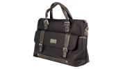 GRANDE BESACE / SAC ORDINATEUR ALCAZAR MARRON CORDURA ET CUIR S4004 - TED LAPIDUS