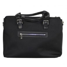 GRANDE BESACE / SAC ORDINATEUR ALCAZAR NOIR CORDURA ET CUIR S4004 - TED LAPIDUS