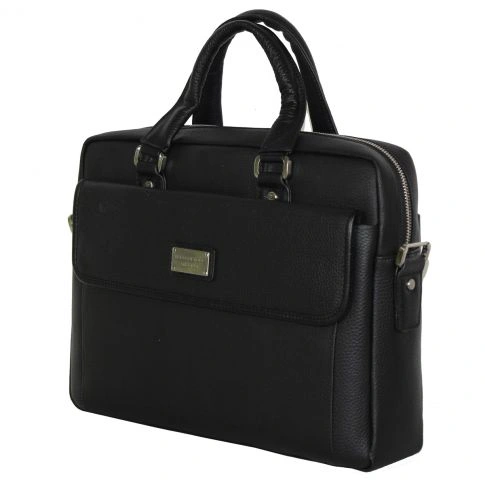 GRANDE BESACE / PORTE DOCUMENT ACHILLE NOIR VACHETTE PLEINE HM1004 - TED LAPIDUS