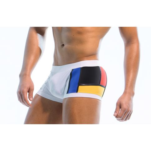 BOXER DE BAIN BLANC MONDRIAN BRAZIL CUT - MODUS VIVENDI